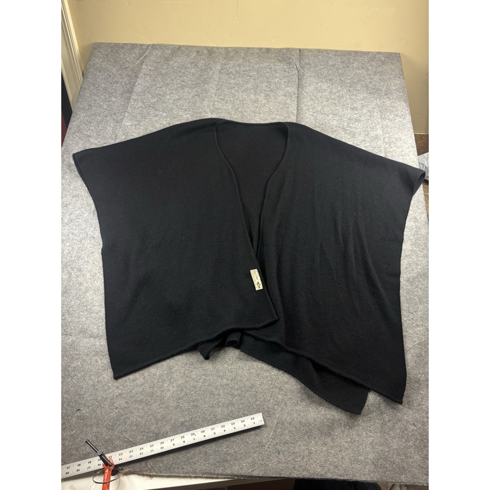 Pour Vous Sweater Poncho Womens One Size Black Alpaca Silk Blend Knit Peru Cozy